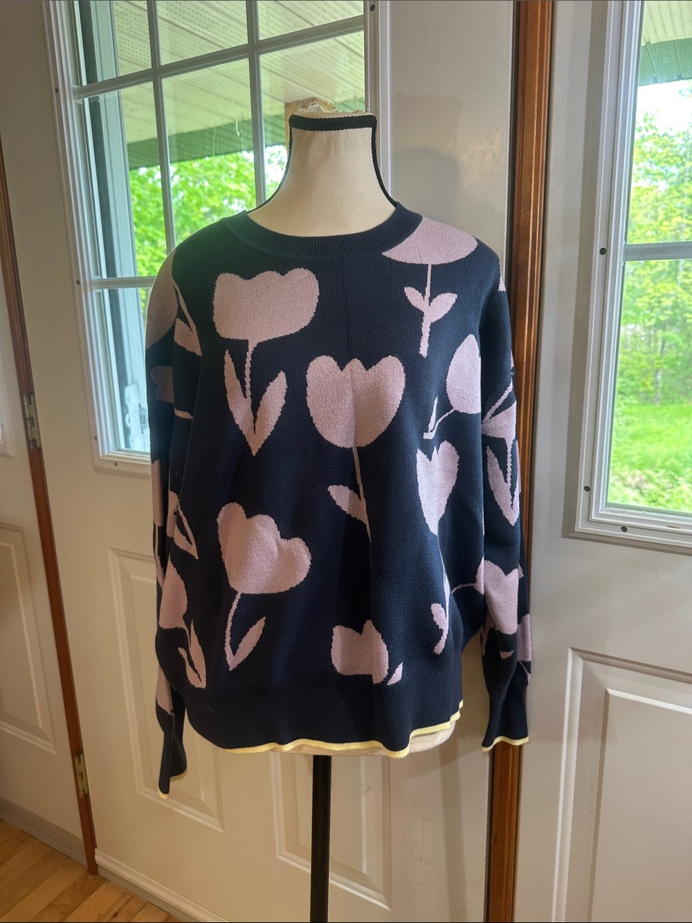 NWT Scotch & Soda Navy Sweater with Lilac Floral Motif